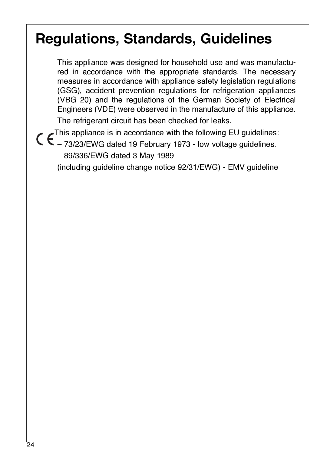 Electrolux SANTO 2733-6 i installation instructions Regulations, Standards, Guidelines 