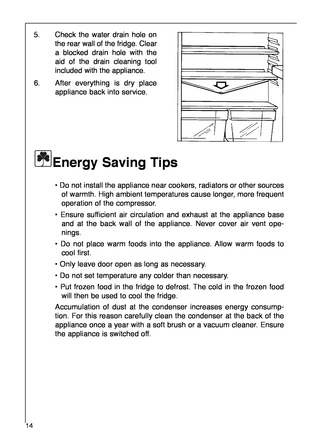Electrolux SANTO 2842-4 i installation instructions Energy Saving Tips 
