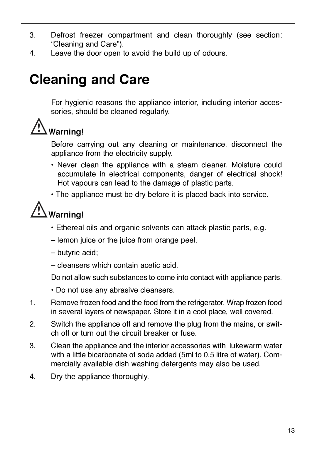 Electrolux SANTO 2842-6 i installation instructions Cleaning and Care 