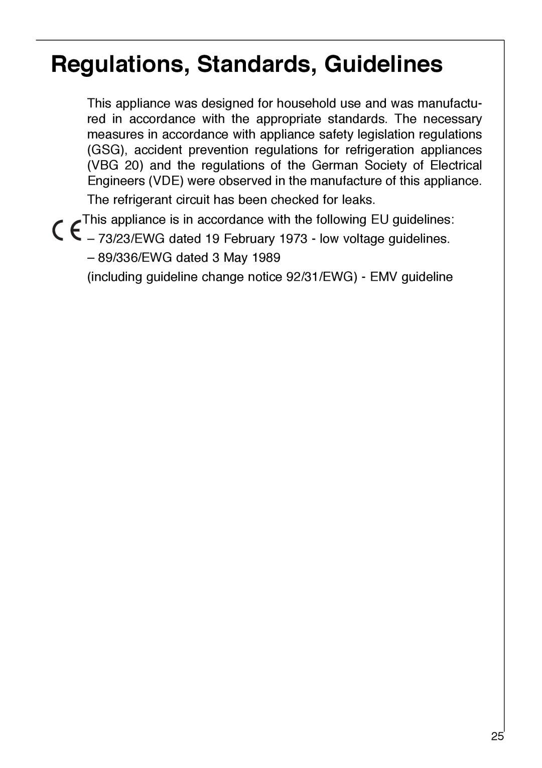 Electrolux SANTO 2842-6 i installation instructions Regulations, Standards, Guidelines 