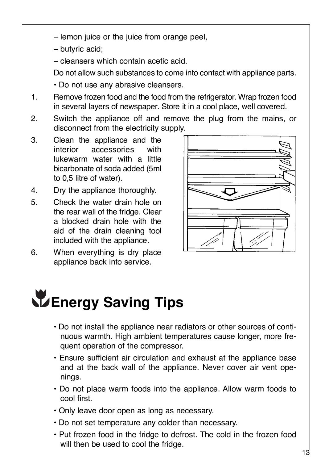 Electrolux Santo 2992-6 i installation instructions Energy Saving Tips 