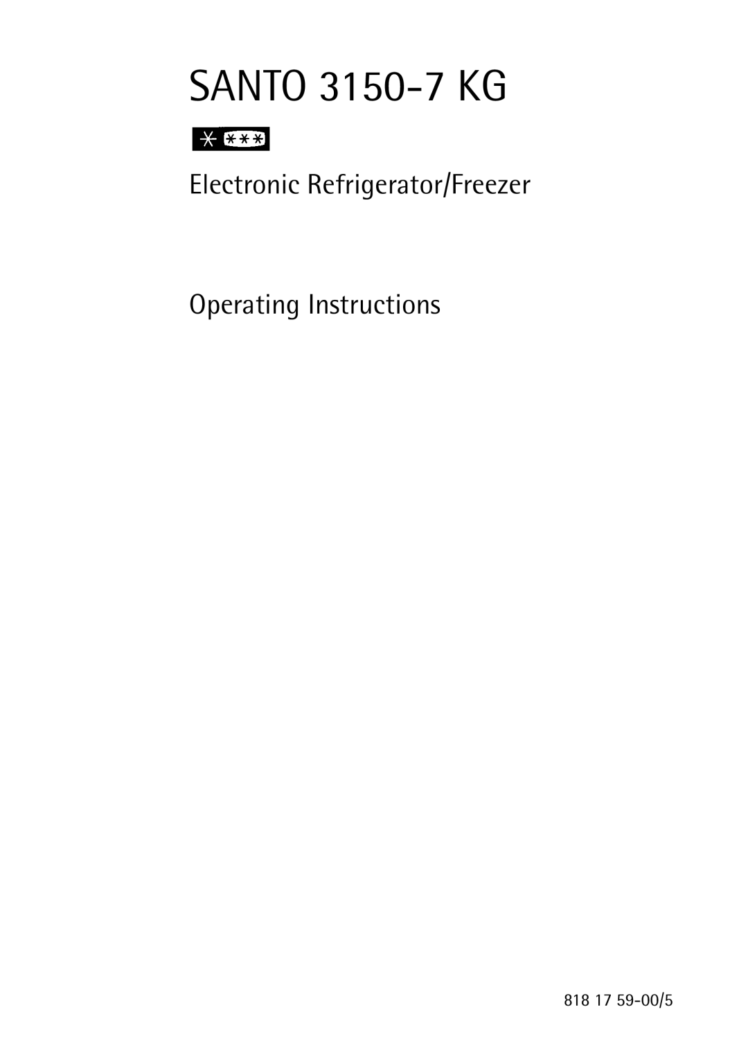 Electrolux SANTO 3150 operating instructions Santo 3150-7 KG 