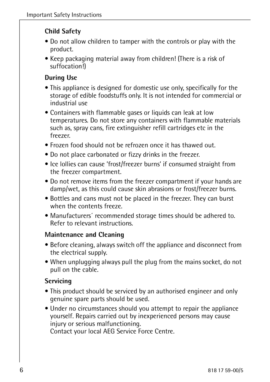 Electrolux SANTO 3150 operating instructions Child Safety, During Use, Maintenance and Cleaning, Servicing 