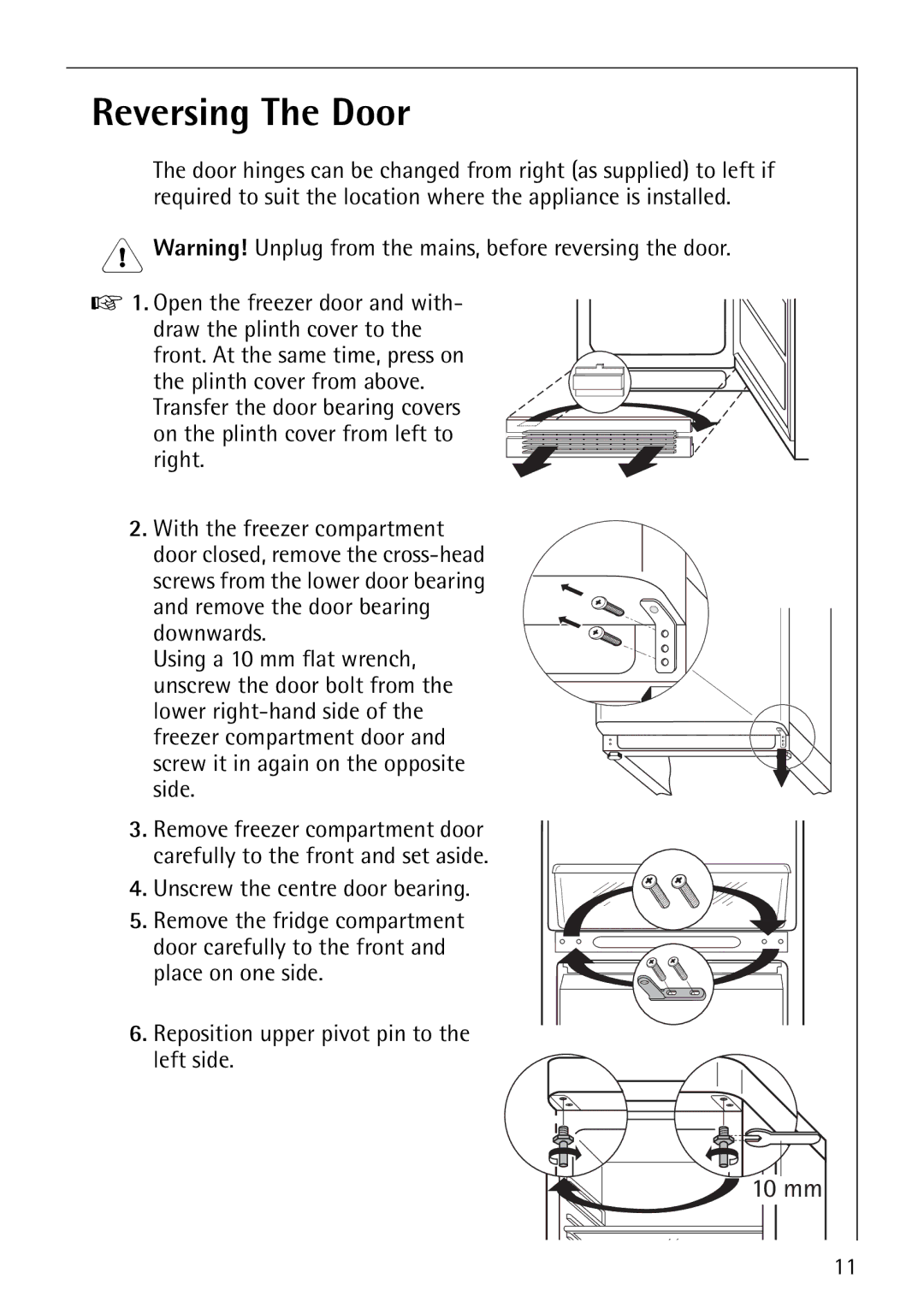 Electrolux SANTO 3151 manual Reversing The Door 