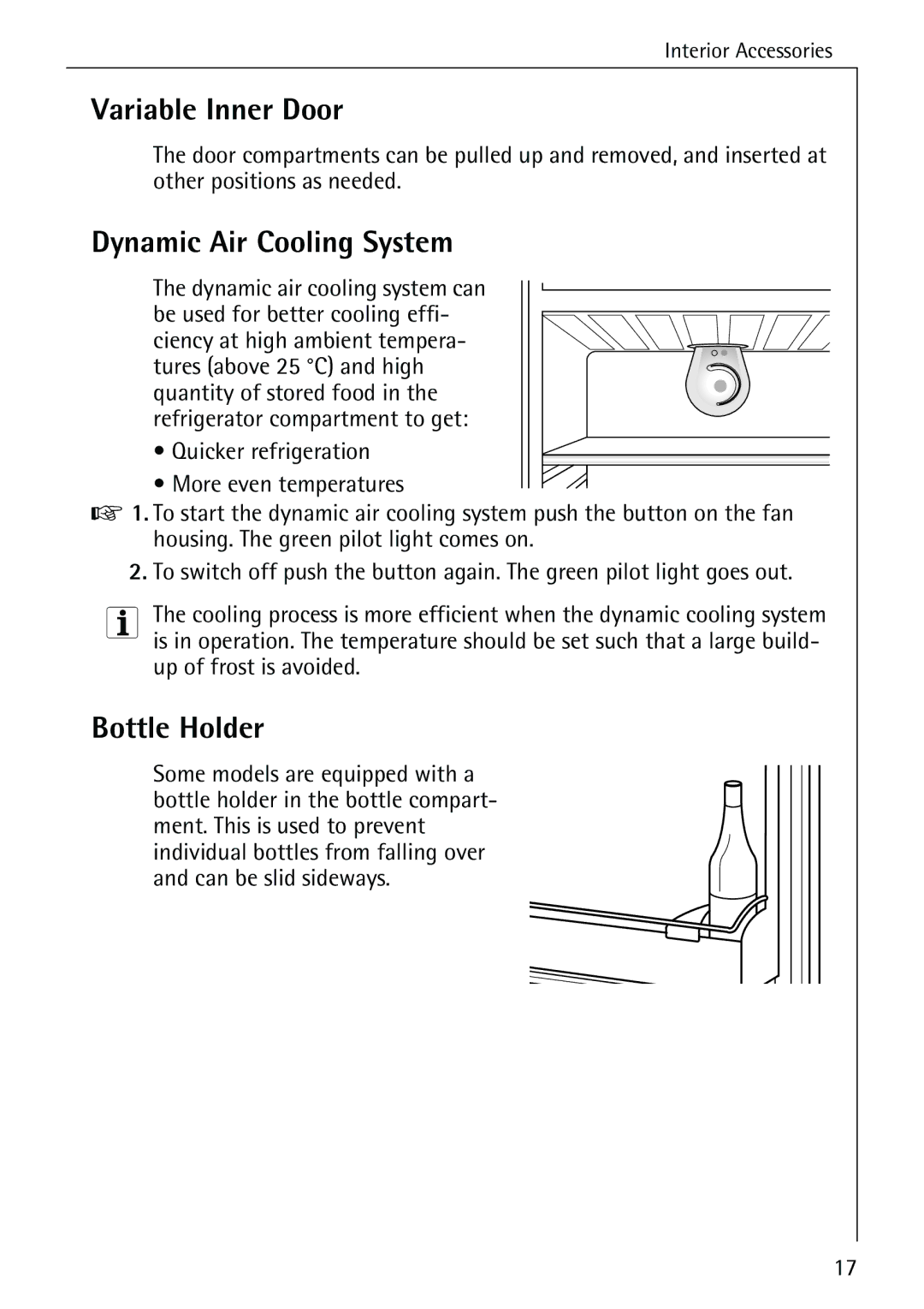 Electrolux SANTO 3151 manual Variable Inner Door, Dynamic Air Cooling System, Bottle Holder 