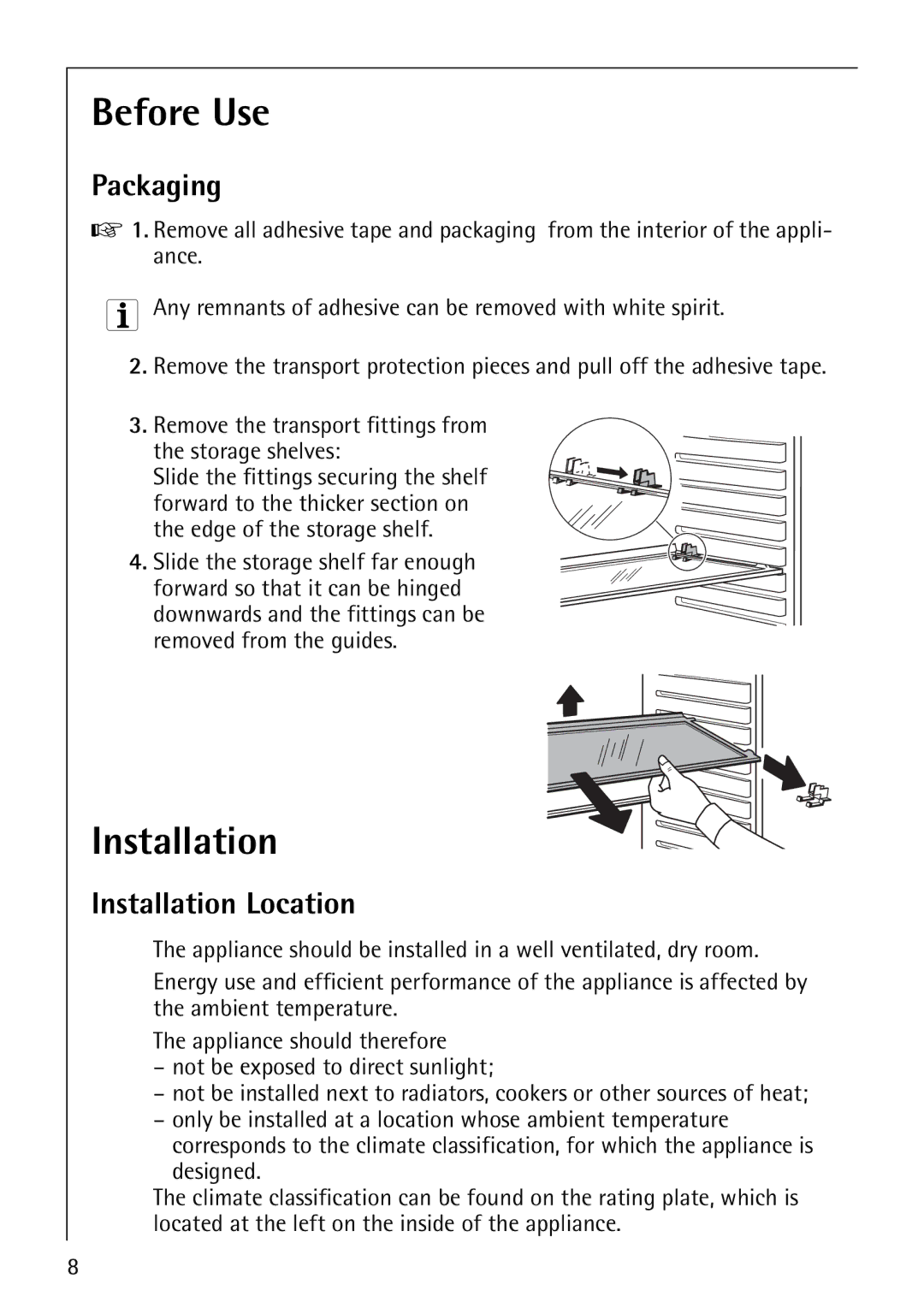 Electrolux SANTO 3151 manual Before Use, Installation Location 