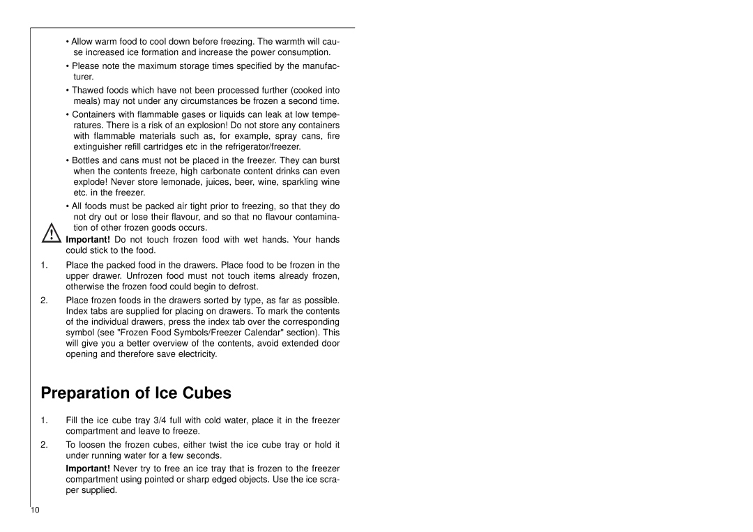 Electrolux SANTO 3244-4 i installation instructions Preparation of Ice Cubes 