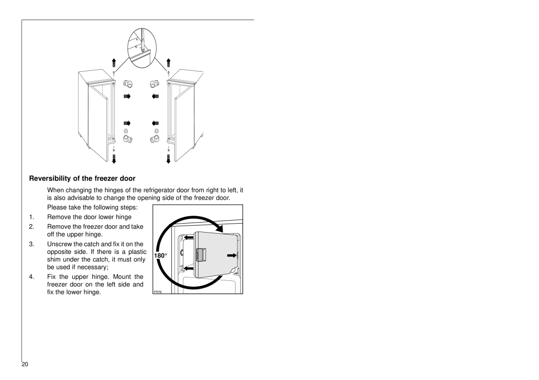 Electrolux SANTO 3244-4 i installation instructions Reversibility of the freezer door 