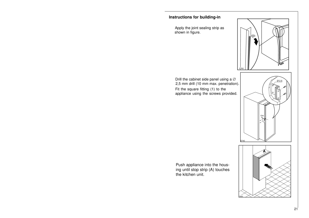 Electrolux SANTO 3244-4 i installation instructions Instructions for building-in 