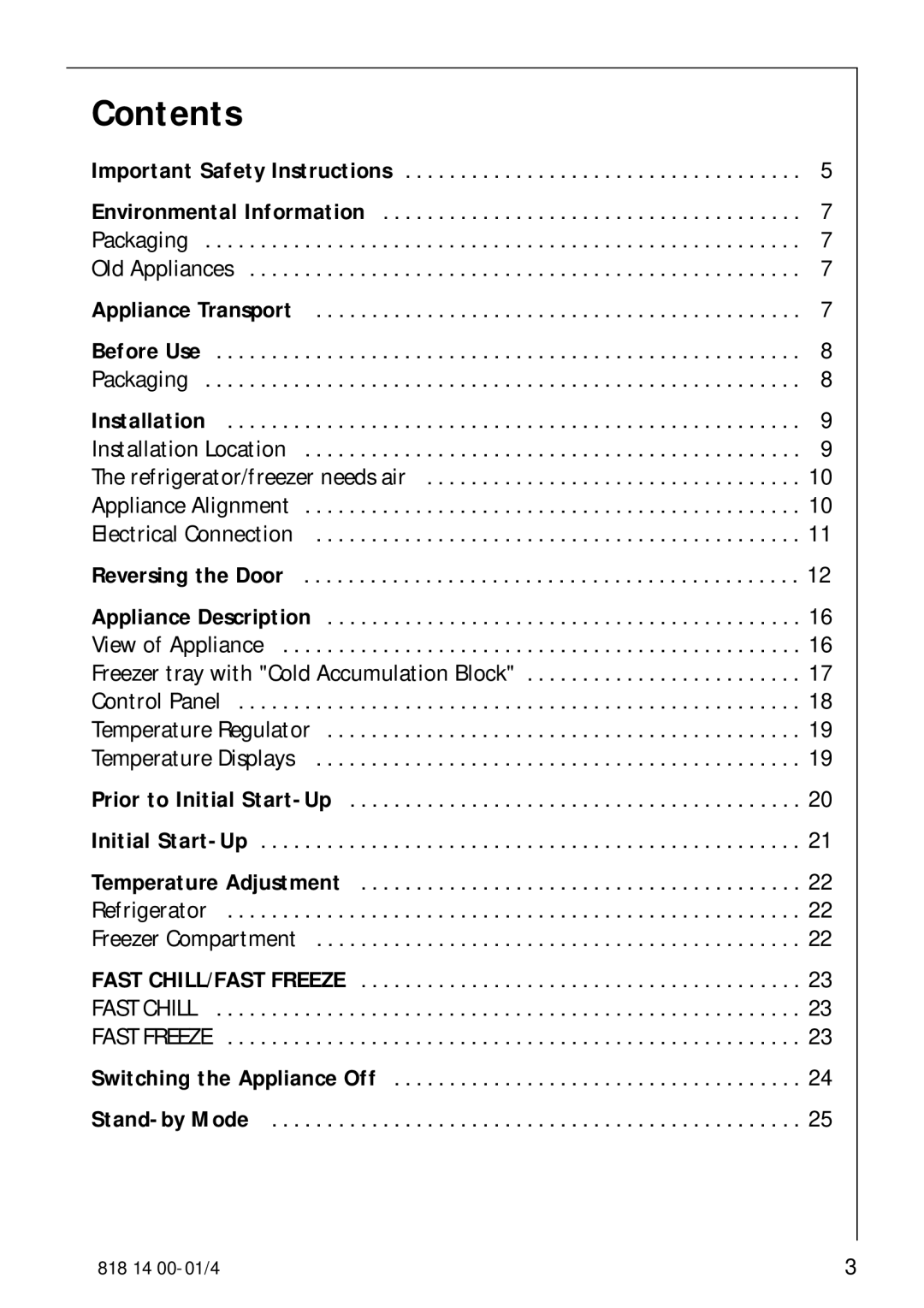 Electrolux SANTO 3274 manual Contents 