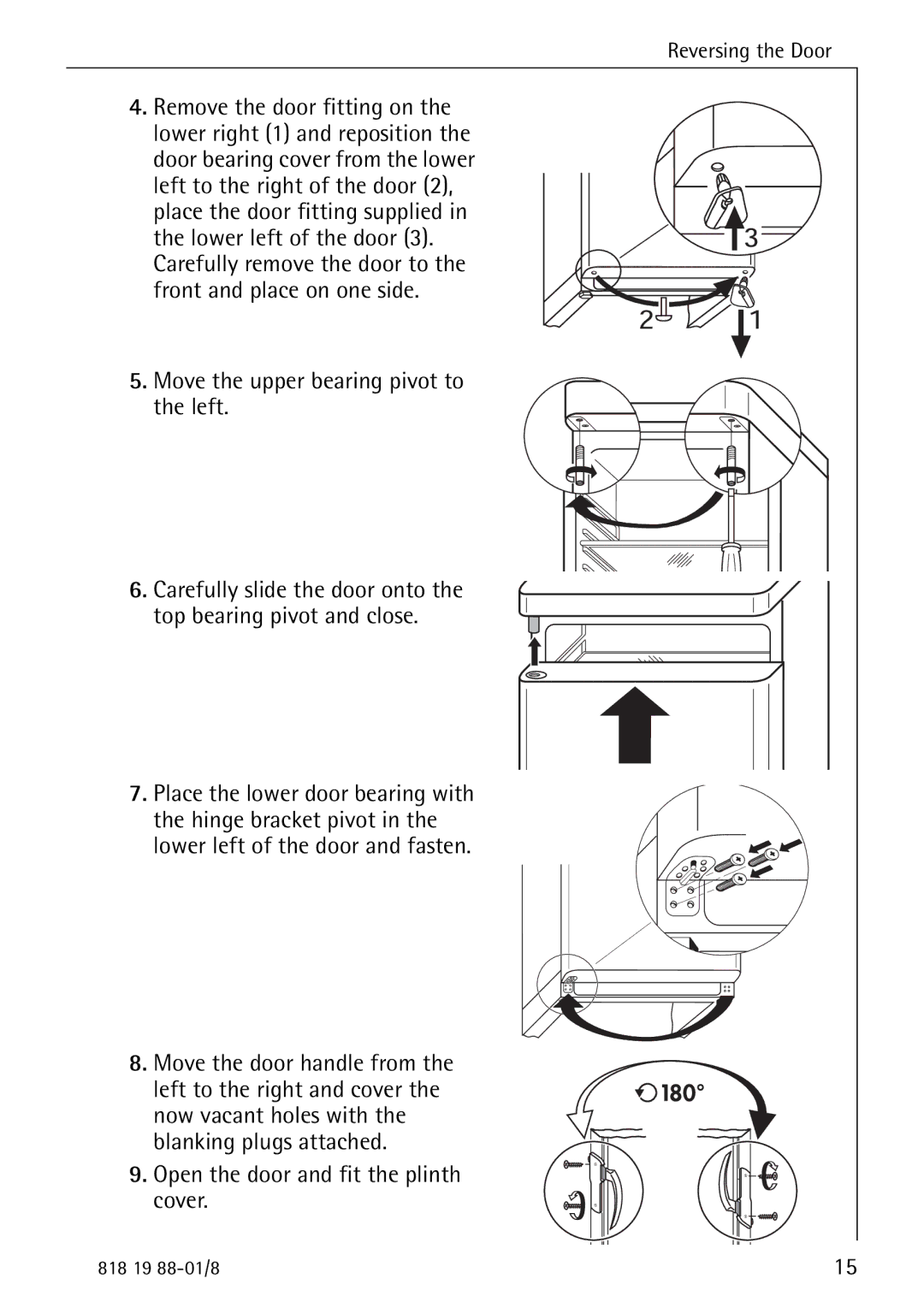 Electrolux SANTO 3675-6 KA manual Move the upper bearing pivot to the left 