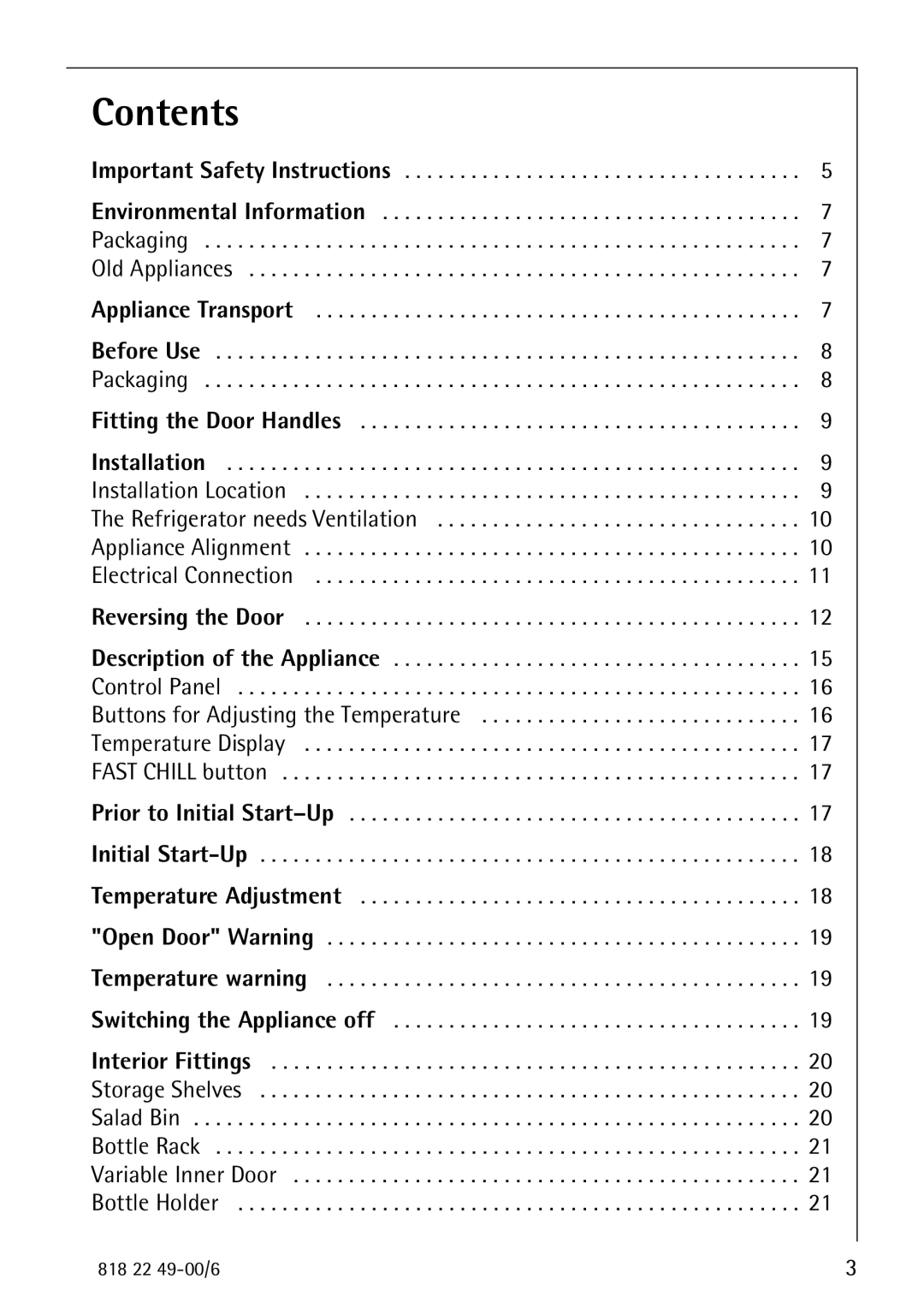 Electrolux SANTO 3778-8 KA manual Contents 