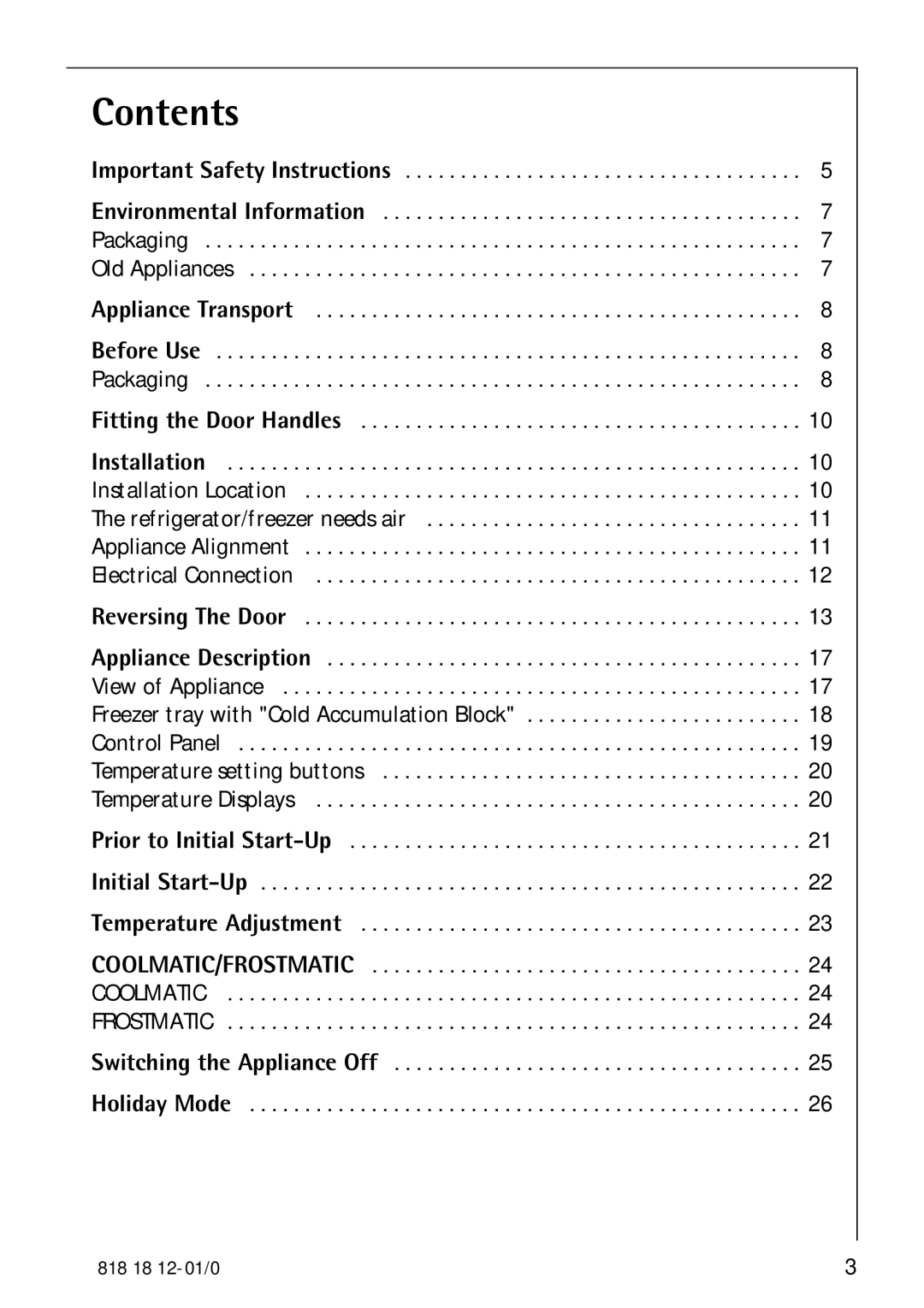 Electrolux SANTO 4085-8 KG manual Contents 