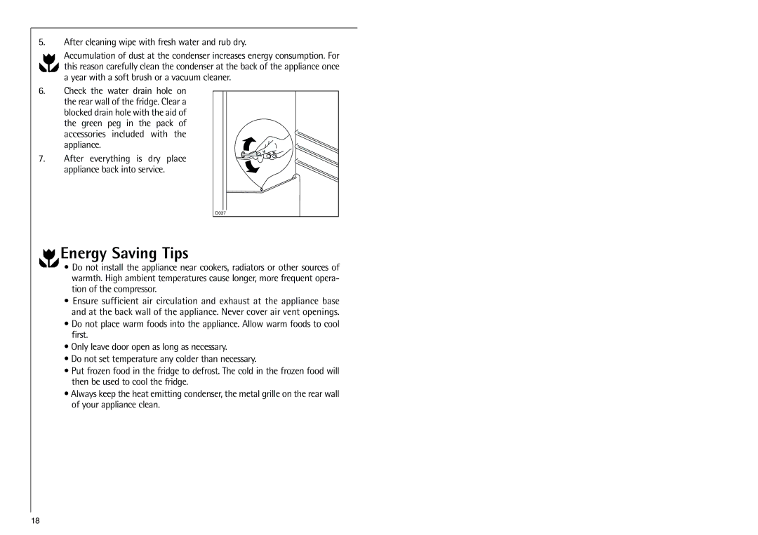 Electrolux SANTO 70348 KG manual Energy Saving Tips, After cleaning wipe with fresh water and rub dry 