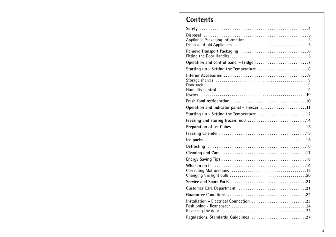 Electrolux SANTO 70348 KG manual Contents 