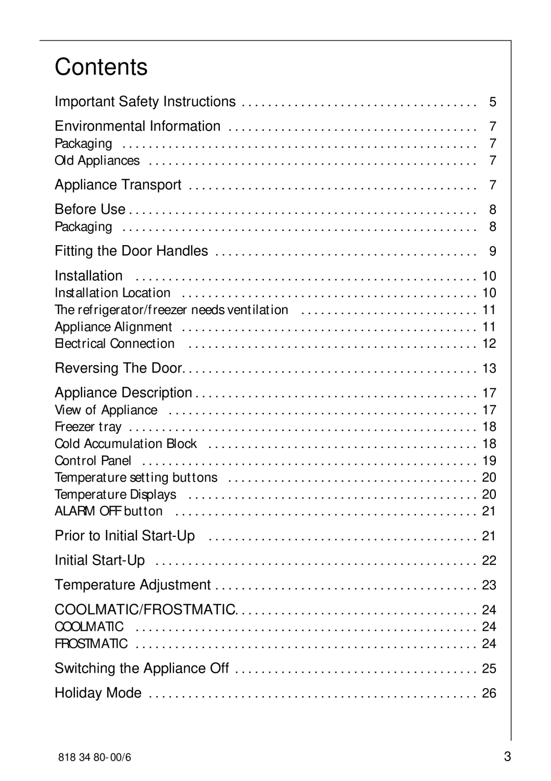 Electrolux SANTO 70388 KG manual Contents 