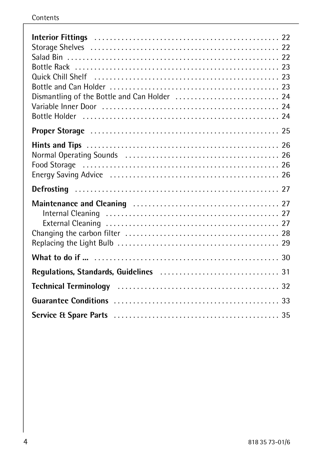 Electrolux SANTO 72340 KA operating instructions Contents 