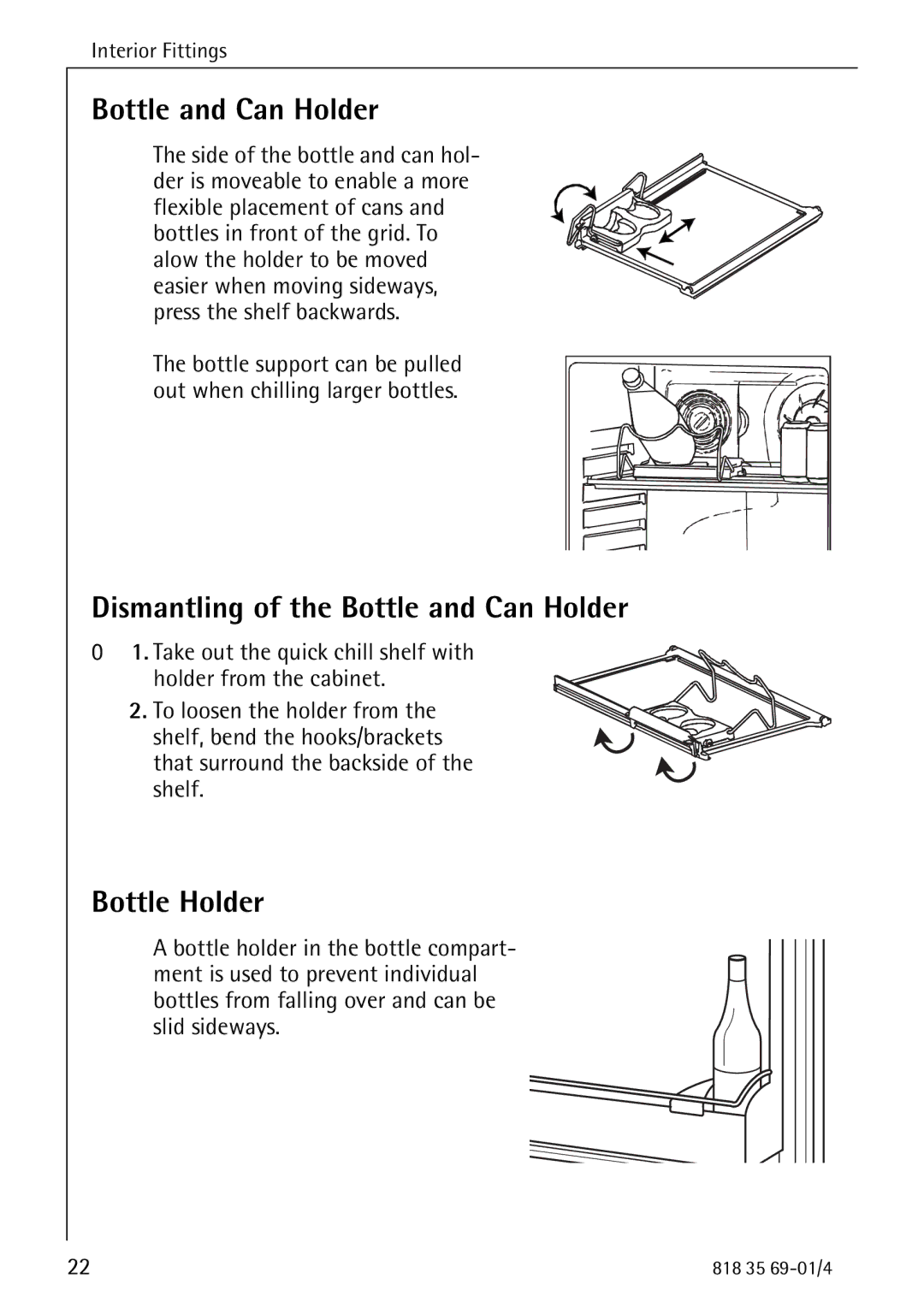 Electrolux SANTO 72358 KA1 manual Dismantling of the Bottle and Can Holder, Bottle Holder 