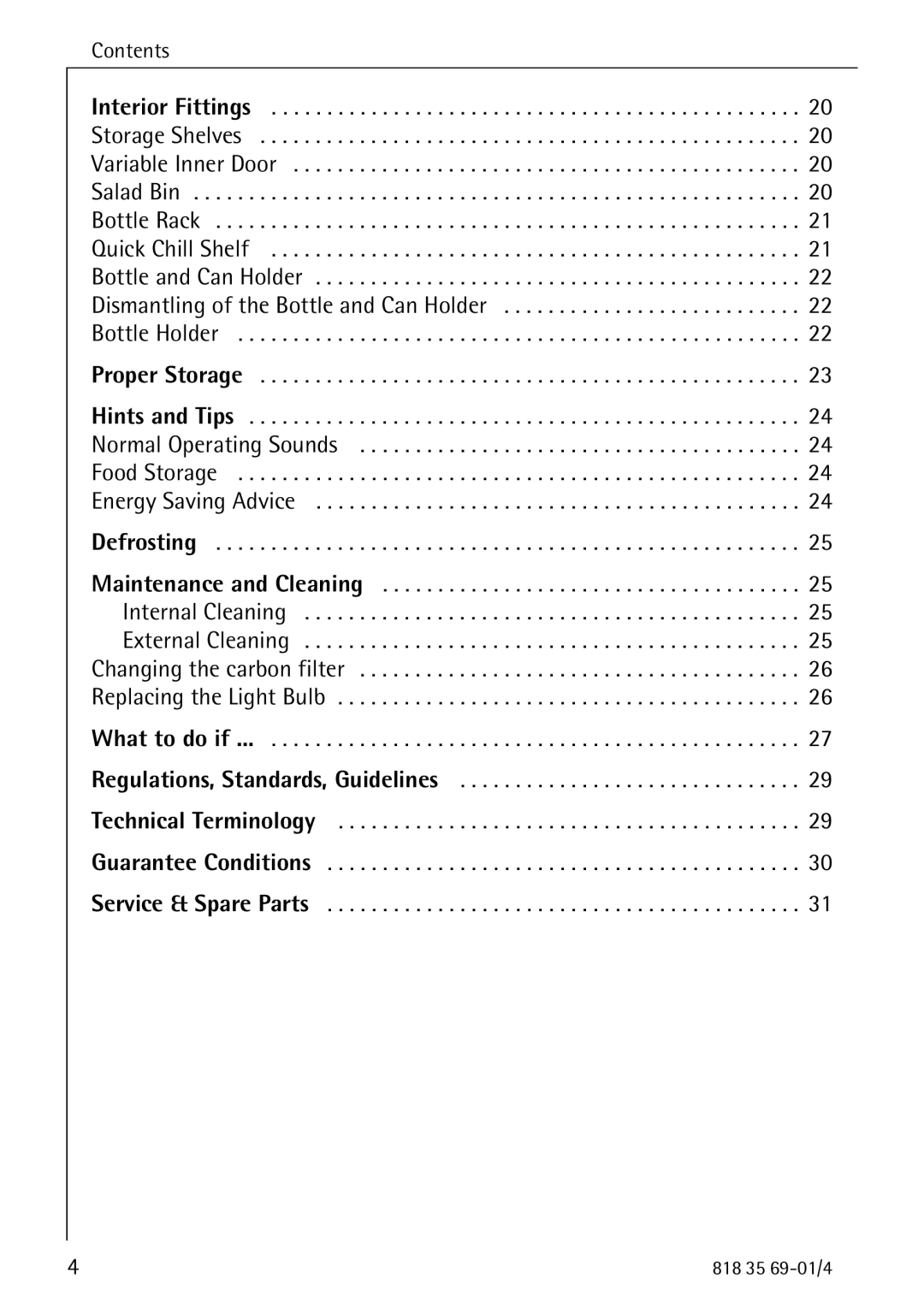 Electrolux SANTO 72358 KA1 manual Contents 