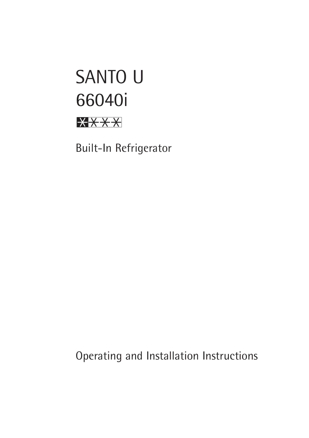 Electrolux SANTO U 66040i installation instructions Santo U 