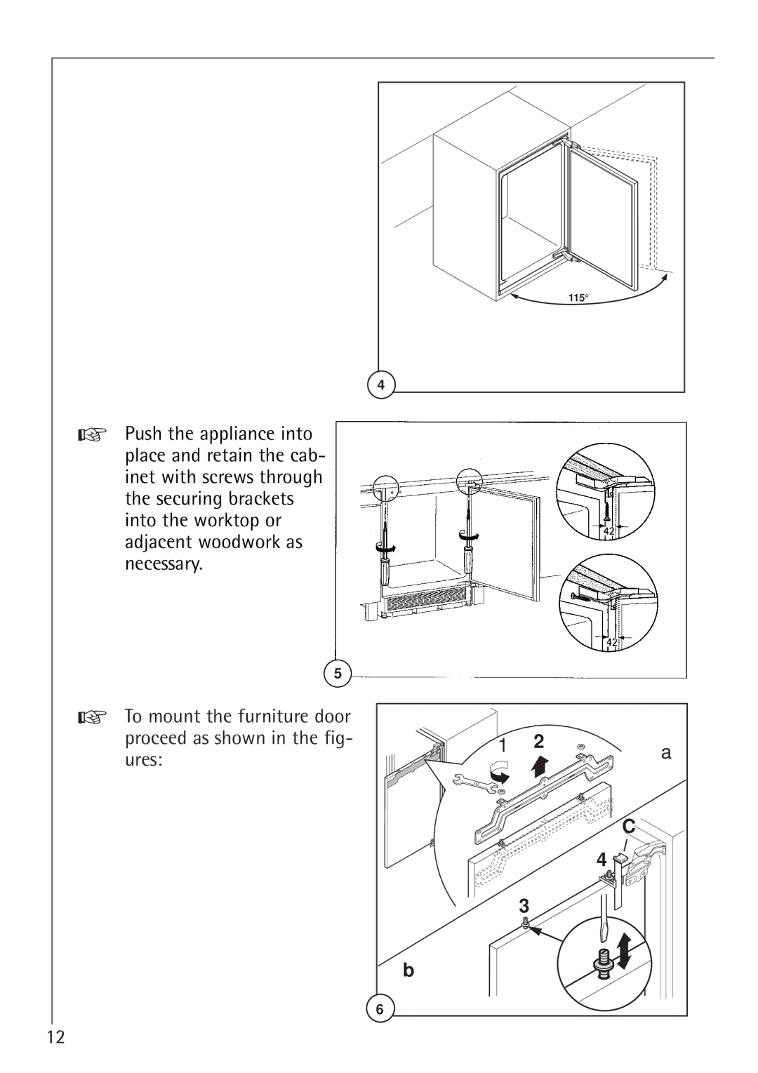 Electrolux SANTO U 66040i installation instructions To mount the furniture door, Ures 