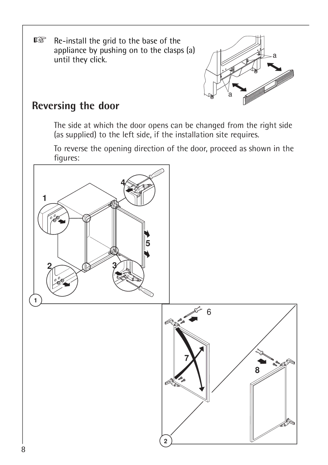 Electrolux SANTO U 66040i installation instructions Reversing the door 