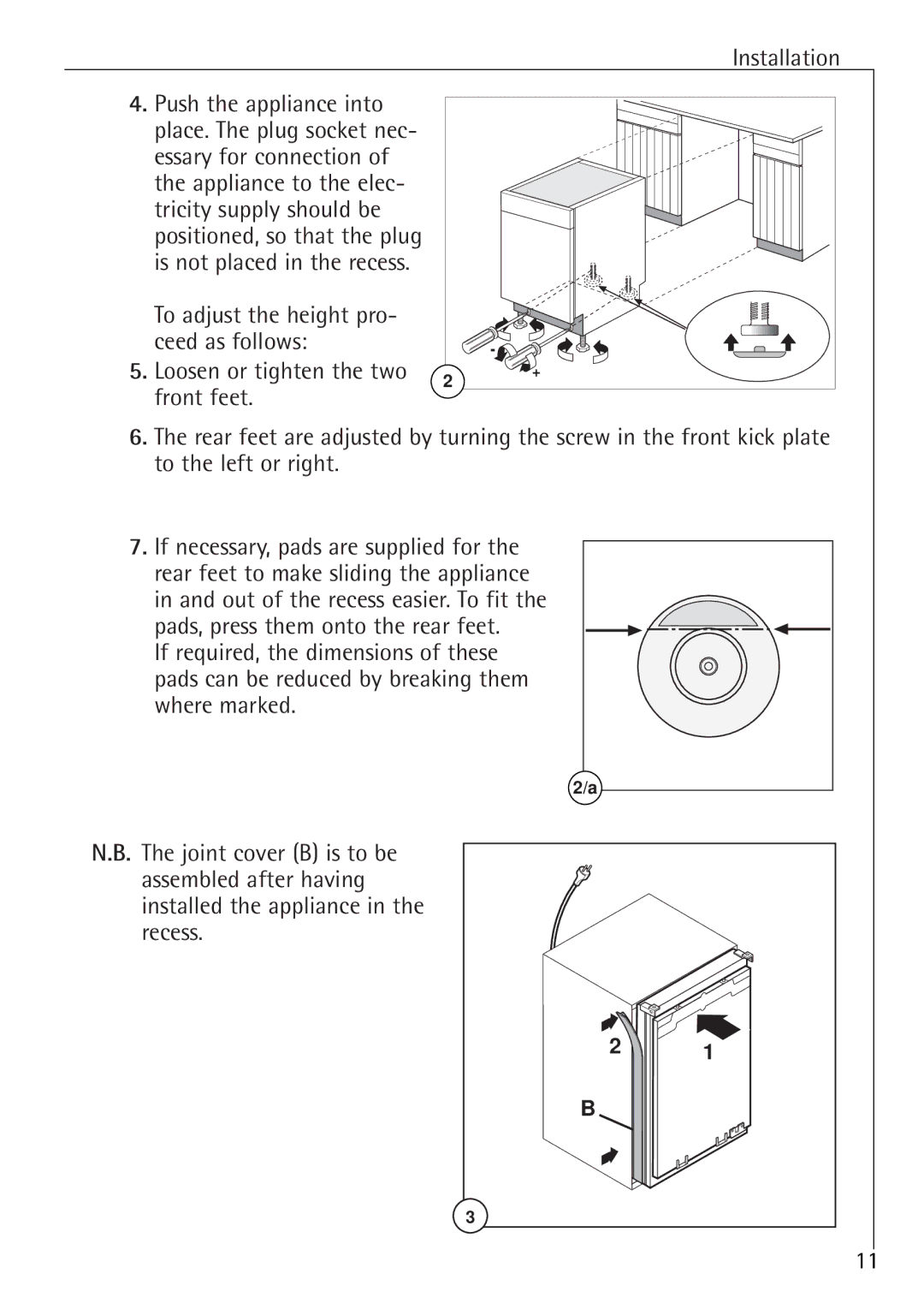 Electrolux SANTO U 86040 i installation instructions Push the appliance into 