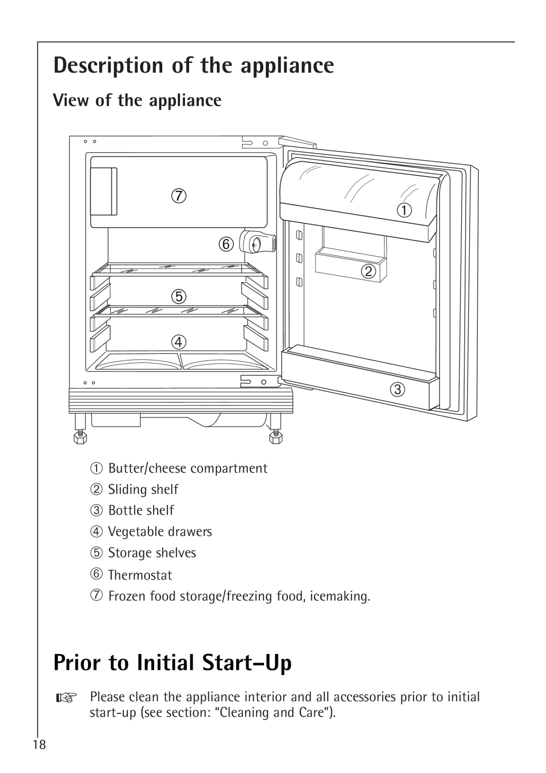 Electrolux SANTO U 86040 i Description of the appliance, Prior to Initial Start-Up, View of the appliance, ➅ ➁ ➄ ➃ ➂ 