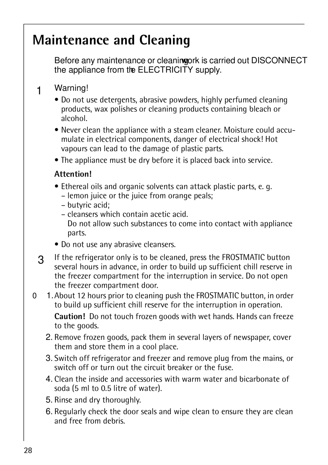 Electrolux Series manual Maintenance and Cleaning 