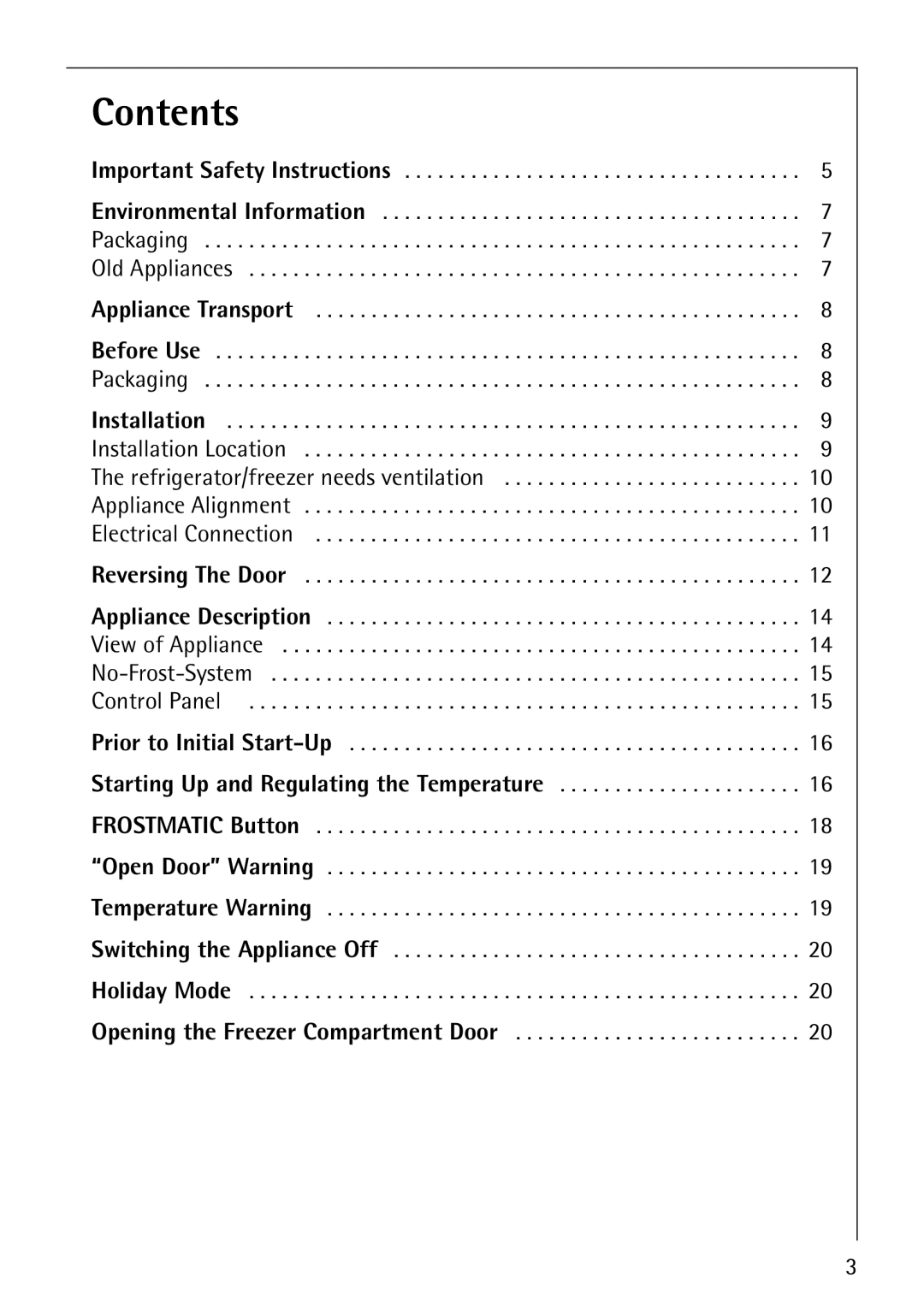 Electrolux Series manual Contents 