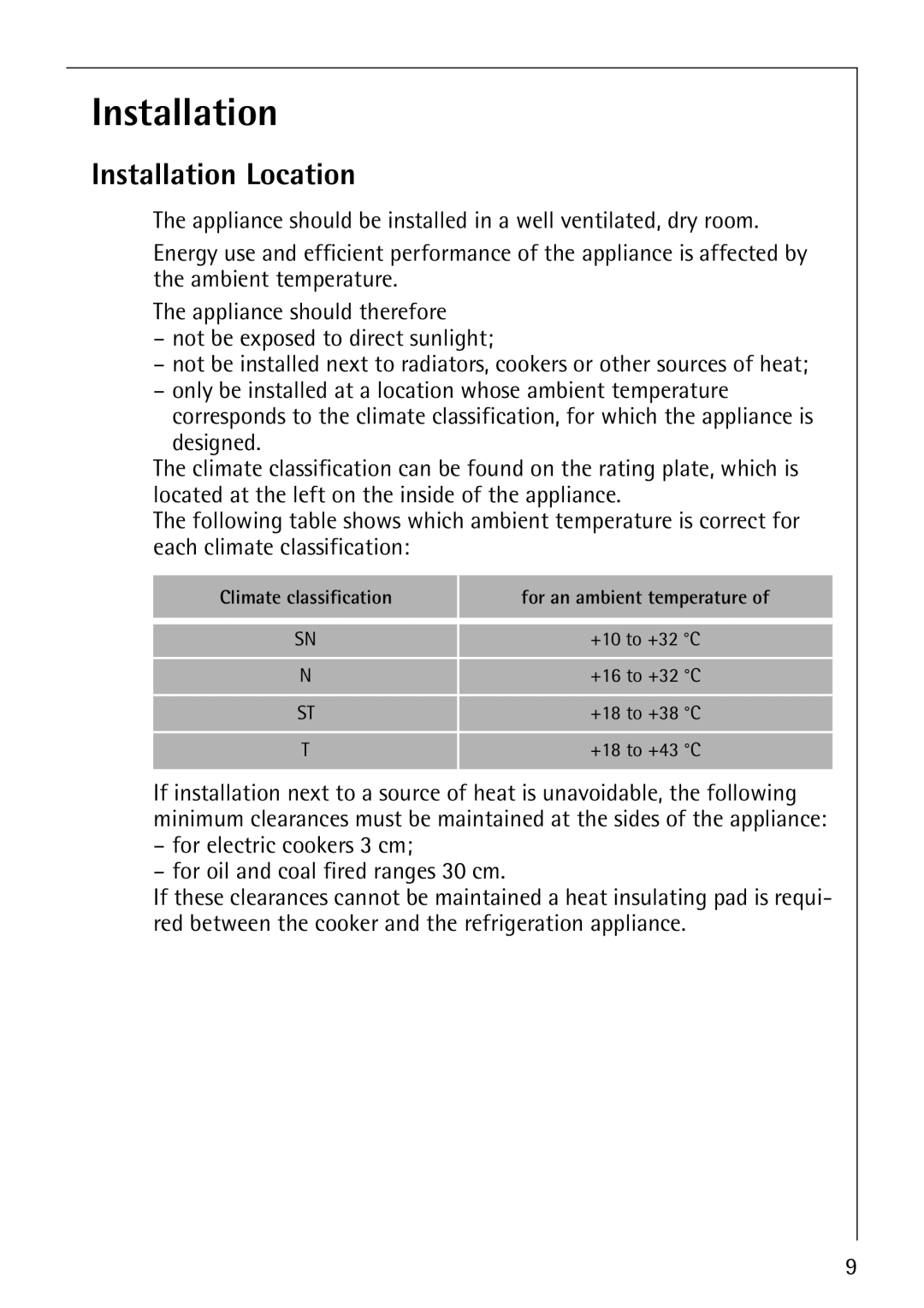 Electrolux Series manual Installation Location 