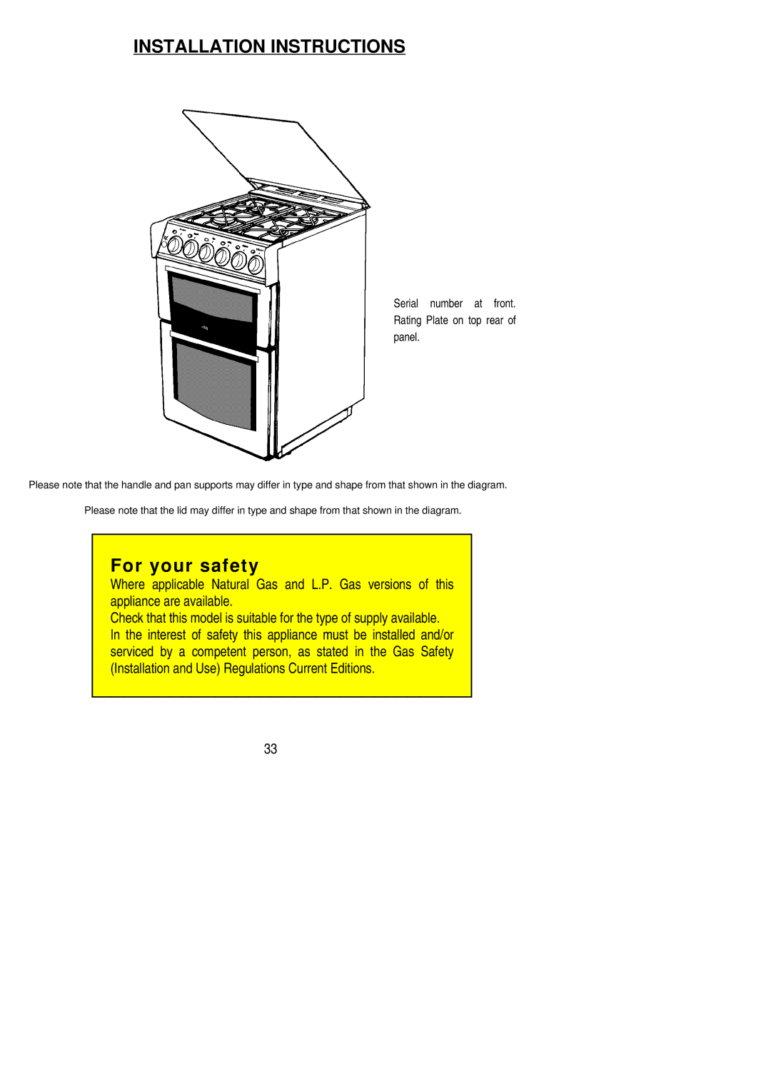 Electrolux SG 320 installation instructions Installation Instructions 