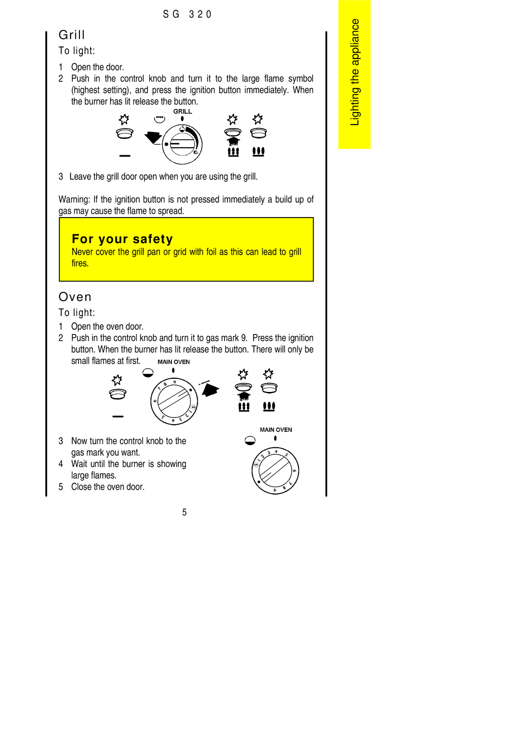 Electrolux SG 320 installation instructions Grill, Oven 