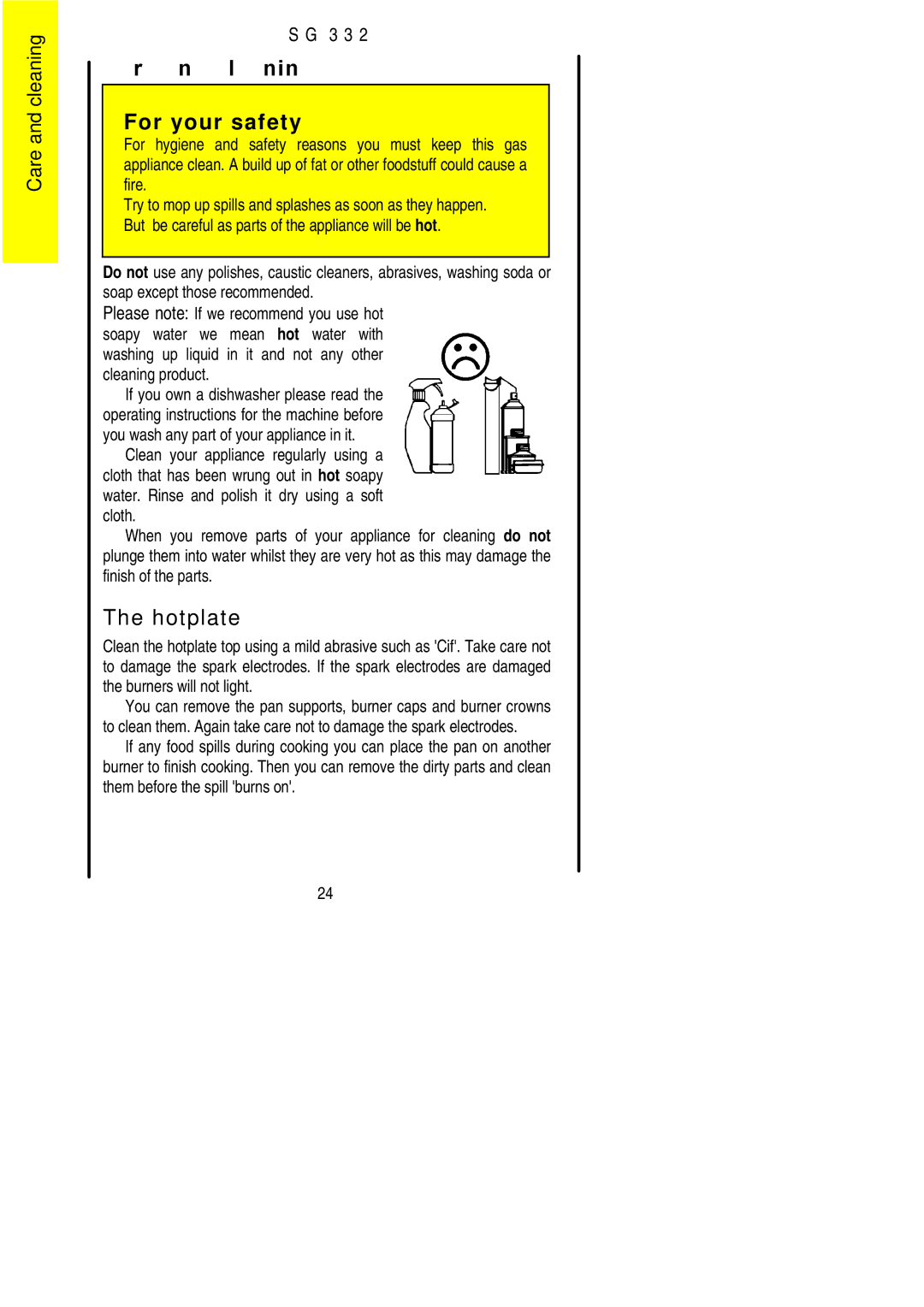 Electrolux SG 332 installation instructions CareandcleaningS G 3 3 