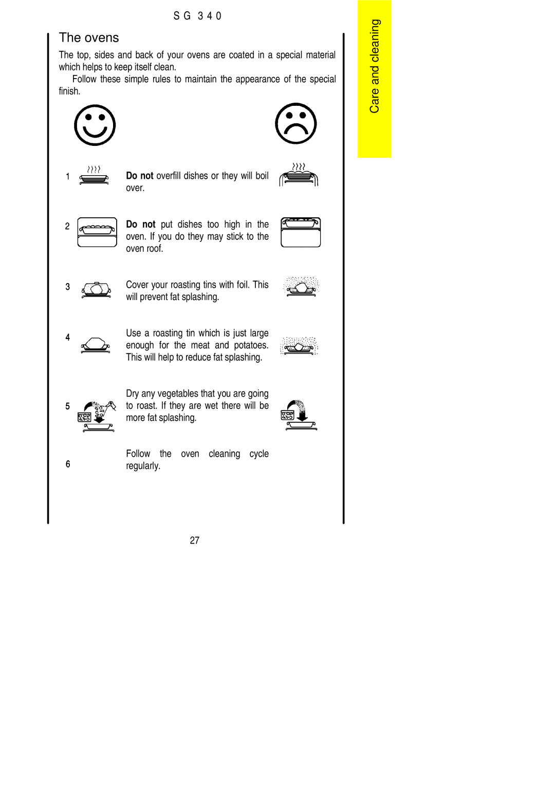 Electrolux SG 340 installation instructions Ovens 