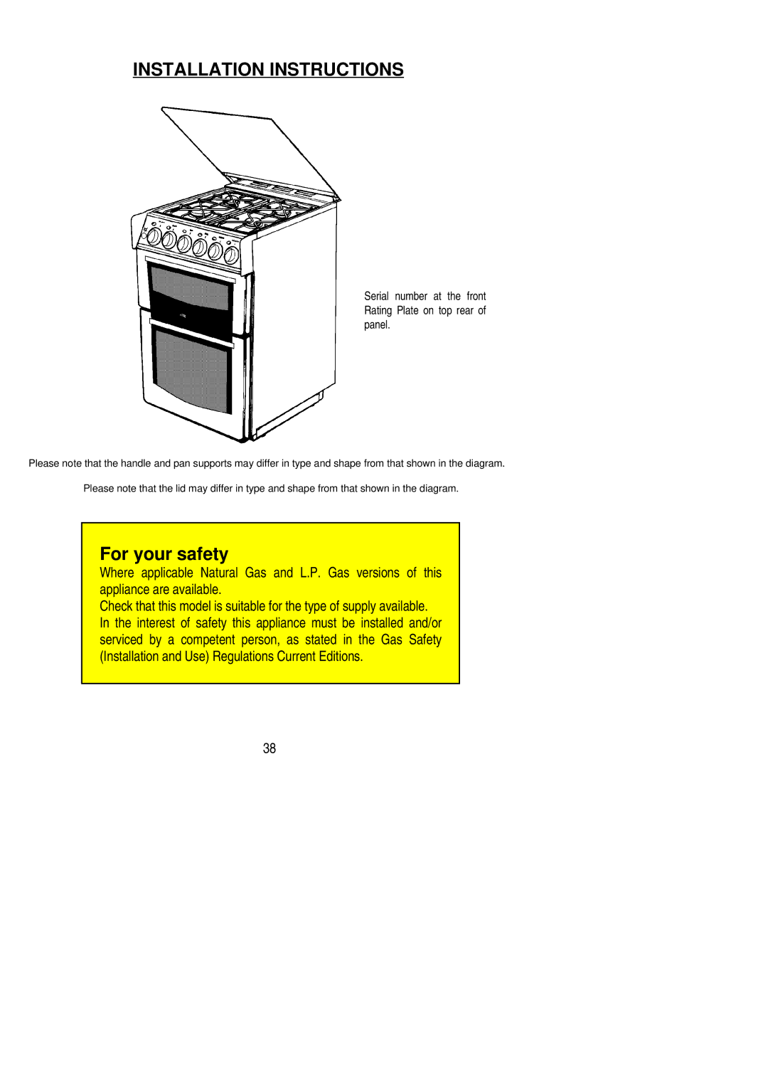 Electrolux SG 340 installation instructions Installation Instructions 