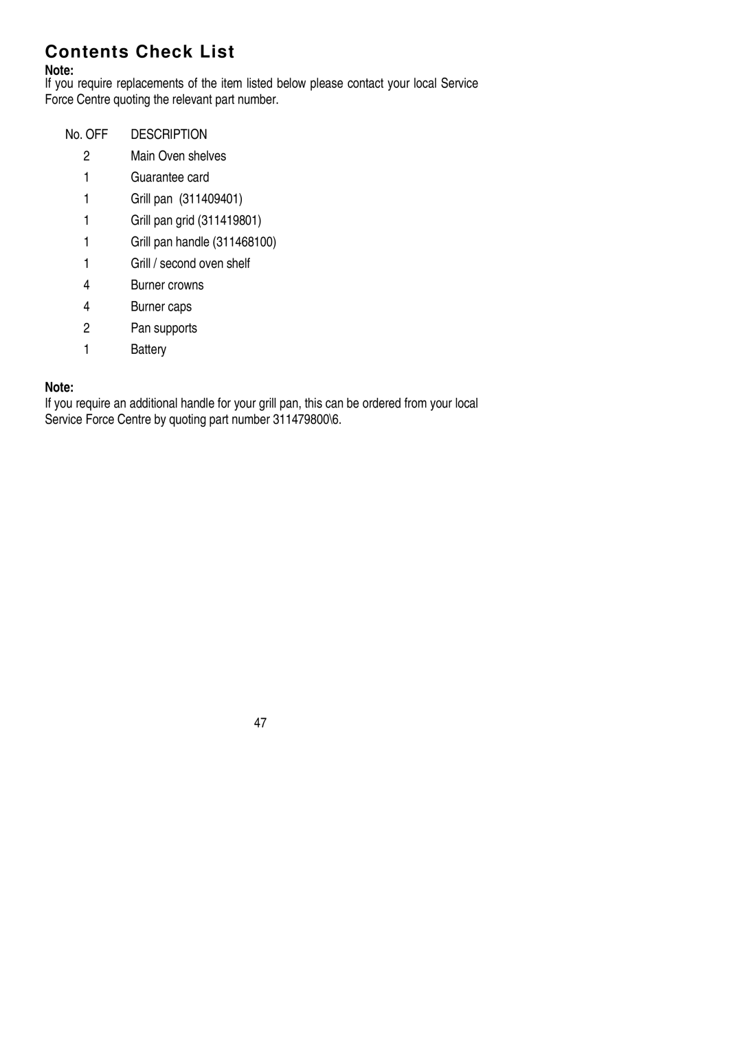 Electrolux SG 340 installation instructions Contents Check List 