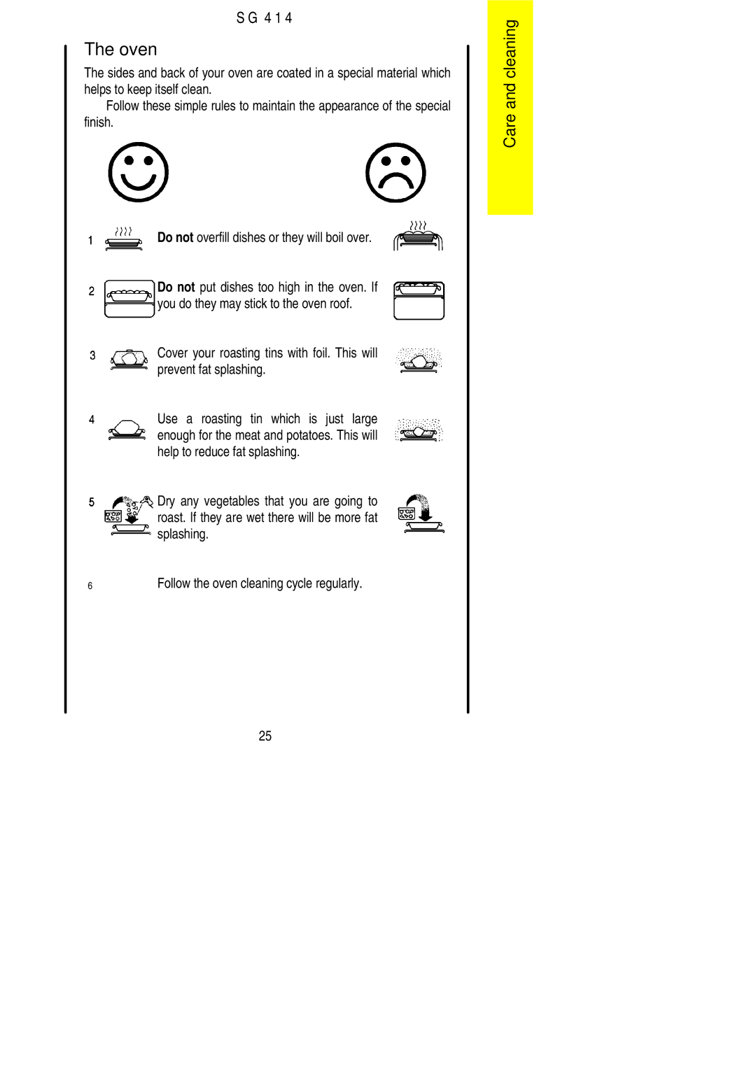 Electrolux SG 414 installation instructions Oven 