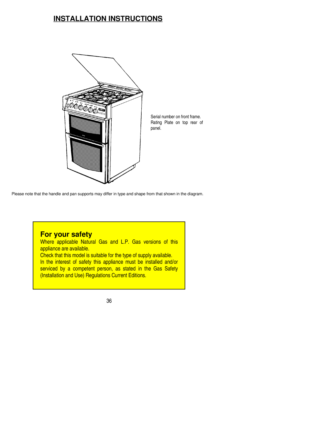 Electrolux SG 414 installation instructions Installation Instructions 