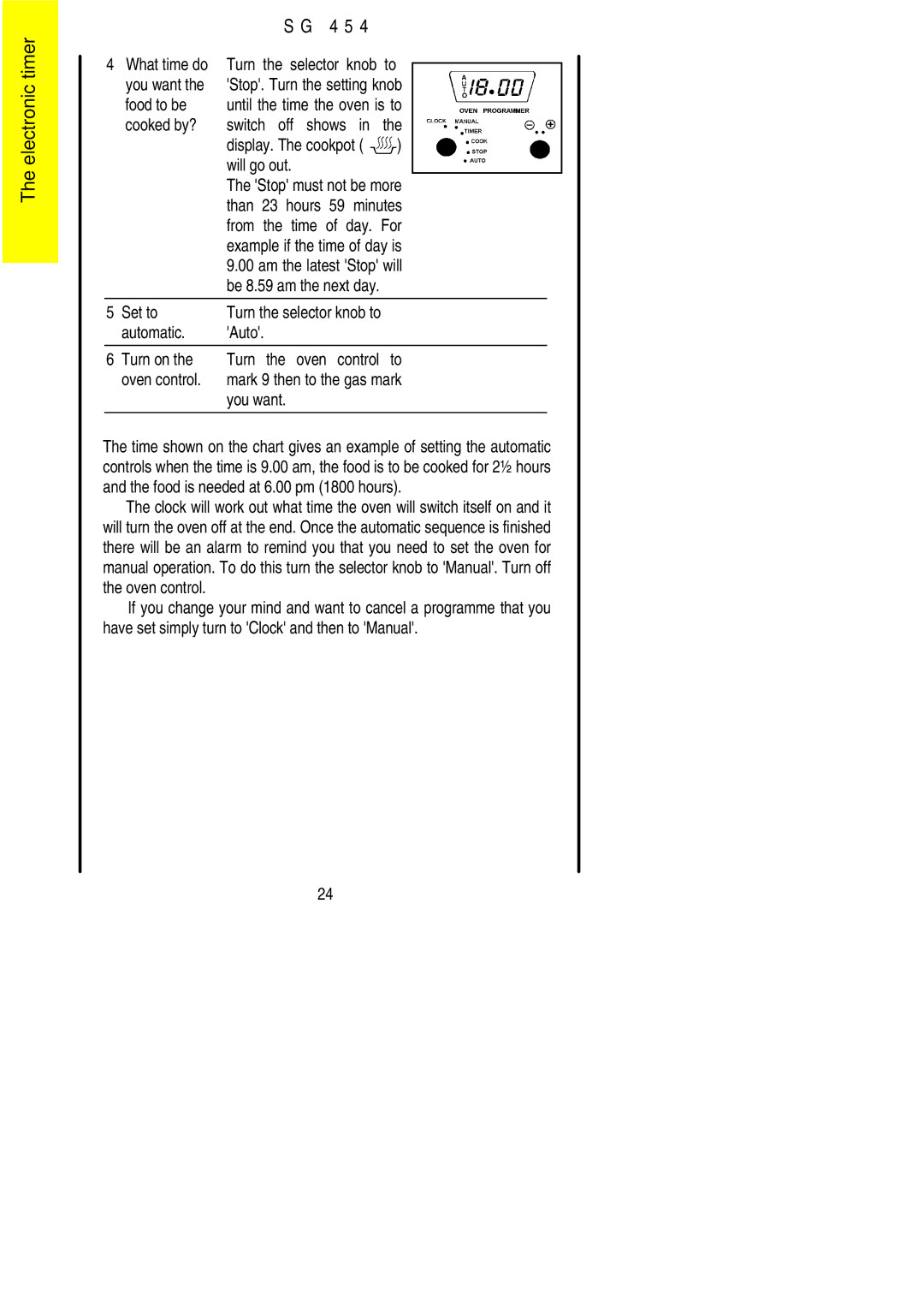 Electrolux SG 454 installation instructions What time do, You want, Food to be, Set to 