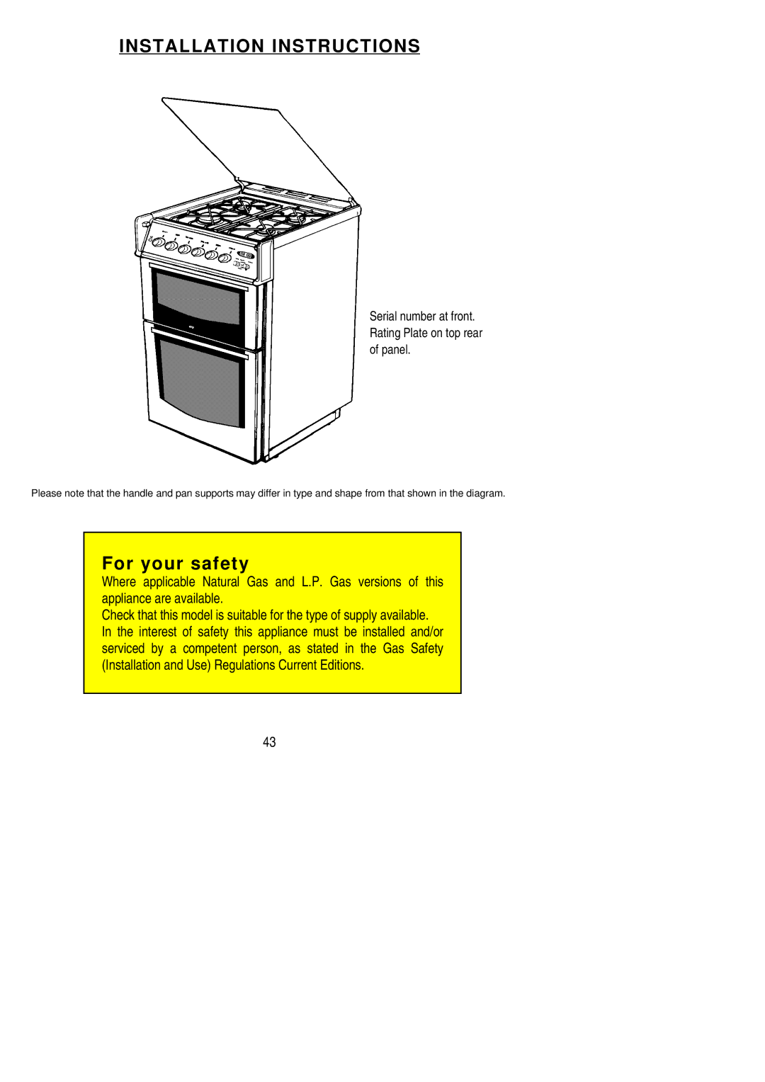 Electrolux SG 454 installation instructions Installation Instructions 