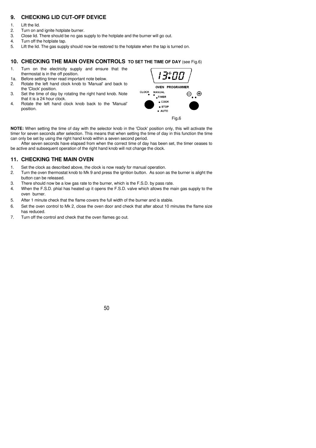 Electrolux SG 454 installation instructions Checking LID CUT-OFF Device, Checking the Main Oven 