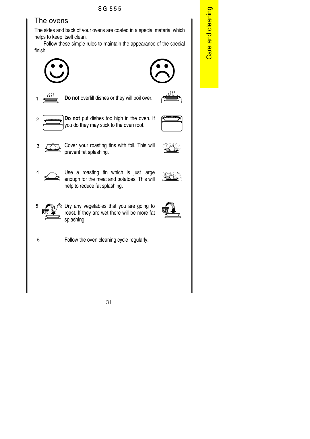 Electrolux SG 555 installation instructions Ovens 