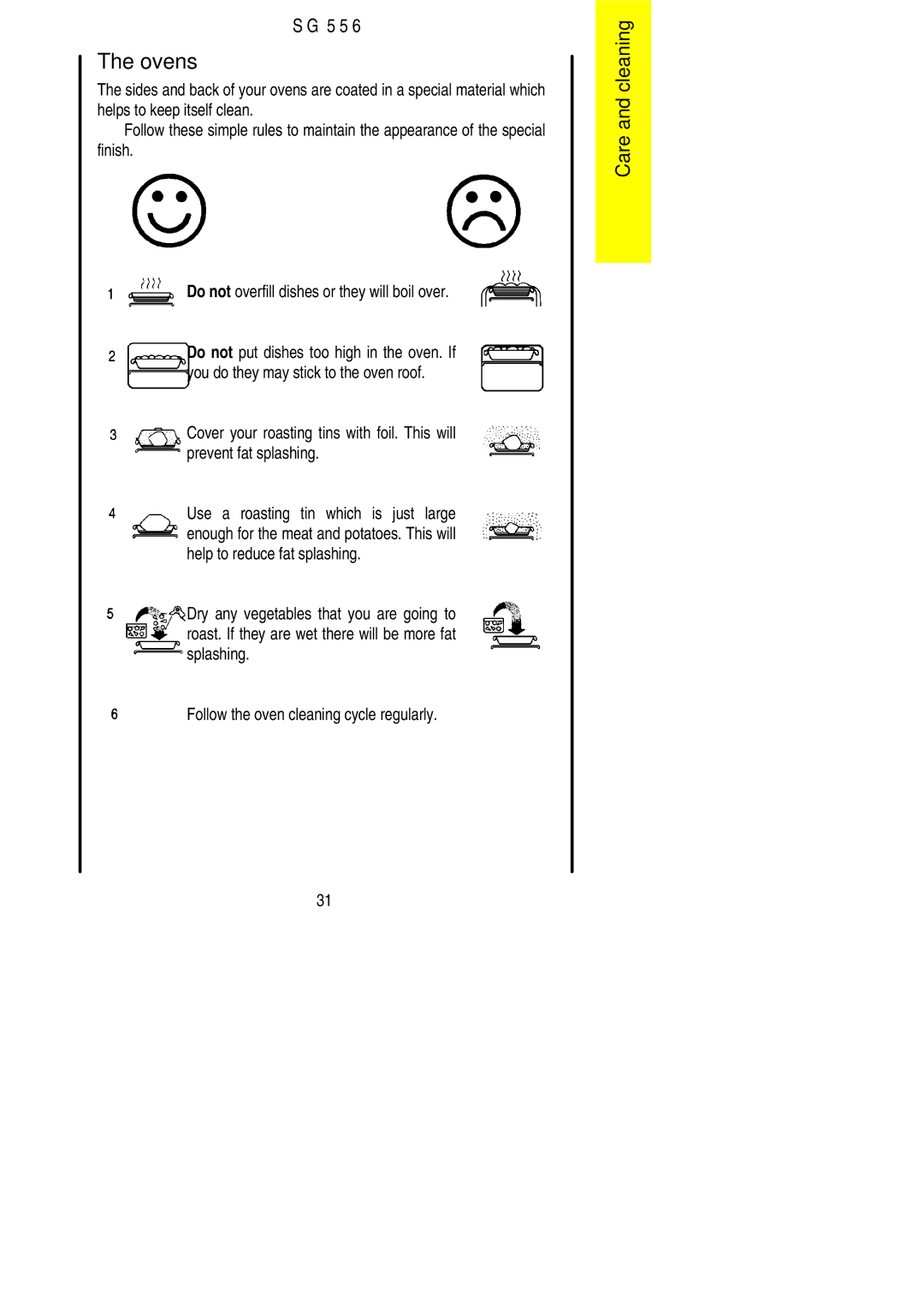 Electrolux SG 556 installation instructions Ovens 