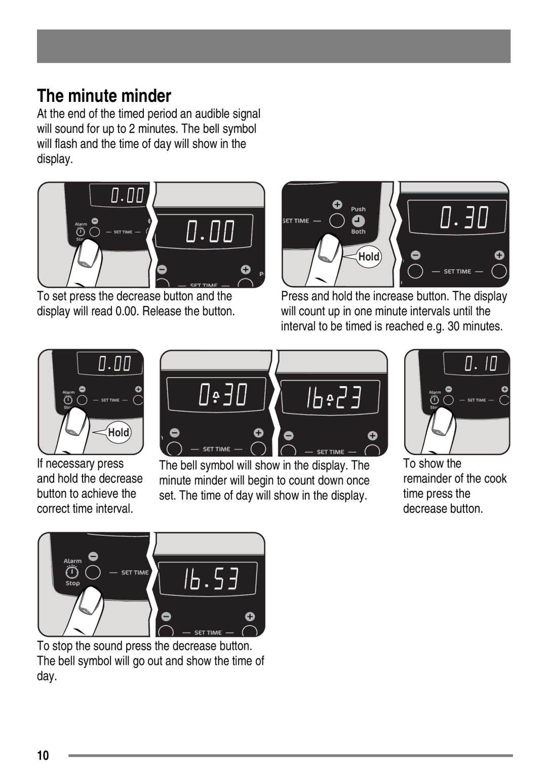 Electrolux SG558 user manual Minute minder 