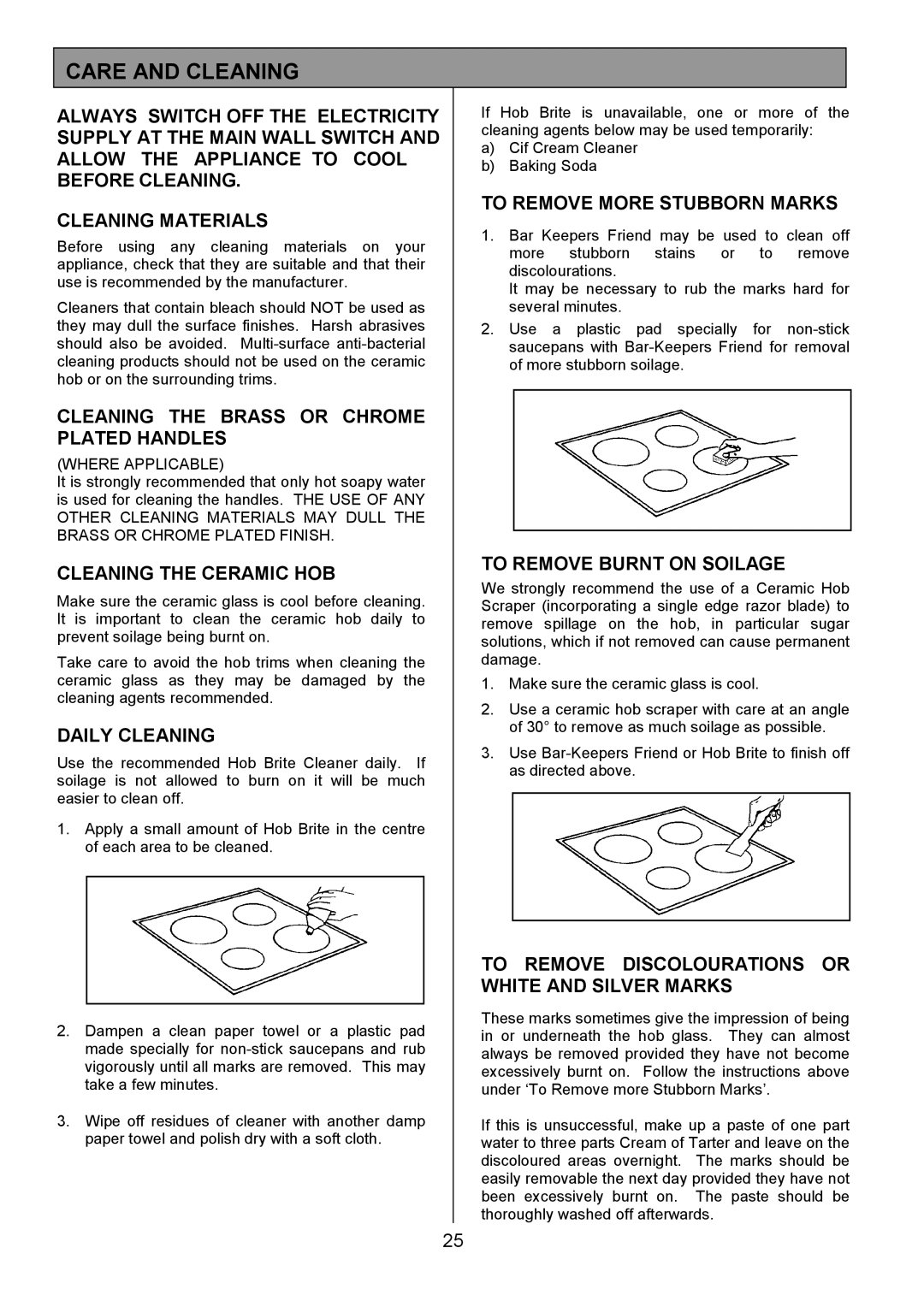 Electrolux SIE340 installation instructions Care and Cleaning 