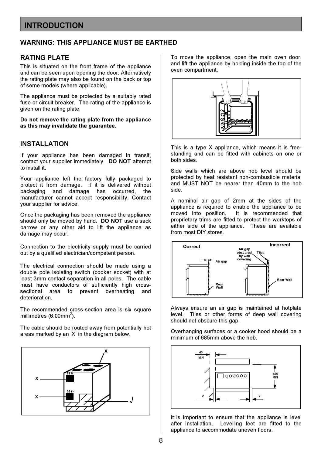 Electrolux SIE340 installation instructions Introduction, Rating Plate, Installation 