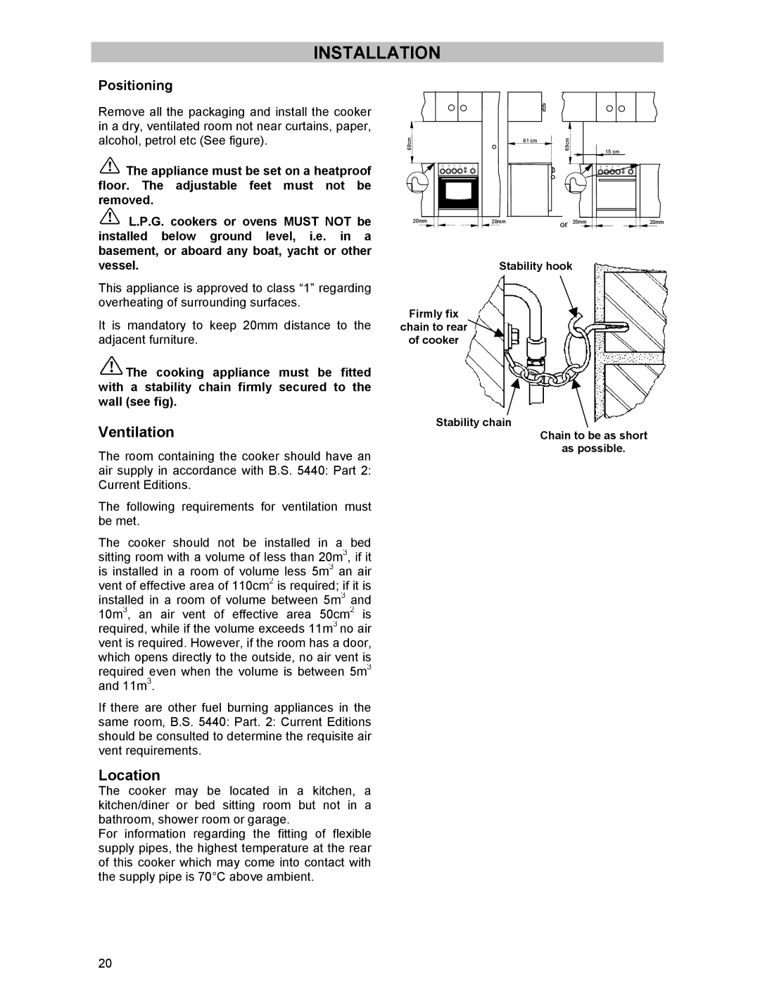 Electrolux SIG 233 manual Installation, Positioning 