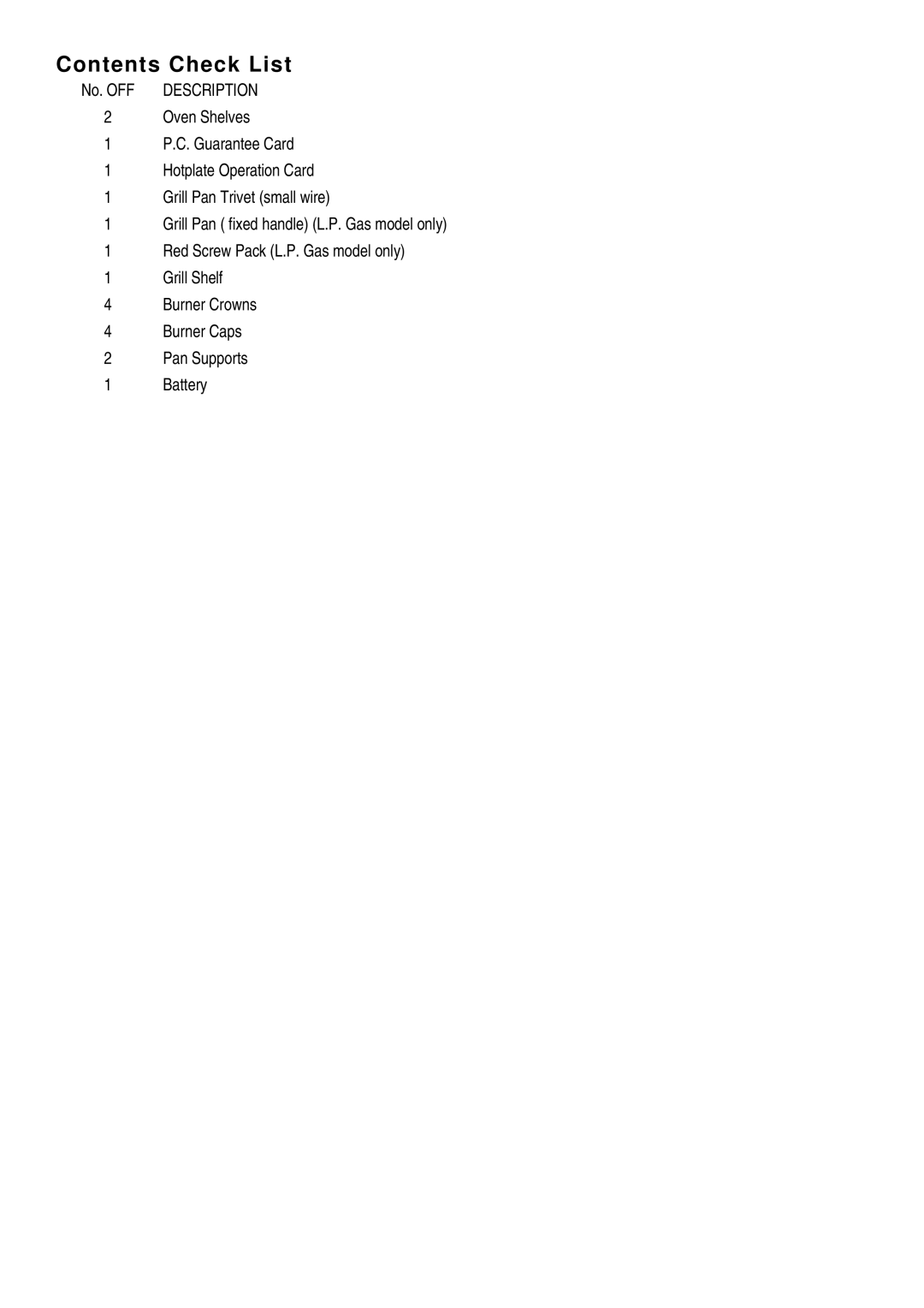 Electrolux SIG 305 installation instructions Contents Check List 