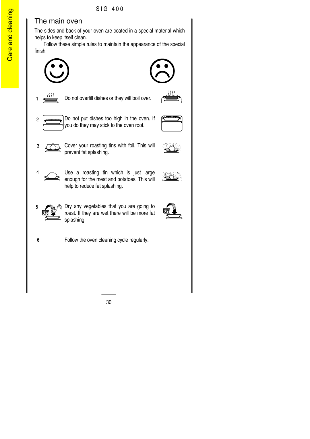 Electrolux SIG 400 installation instructions Main oven 